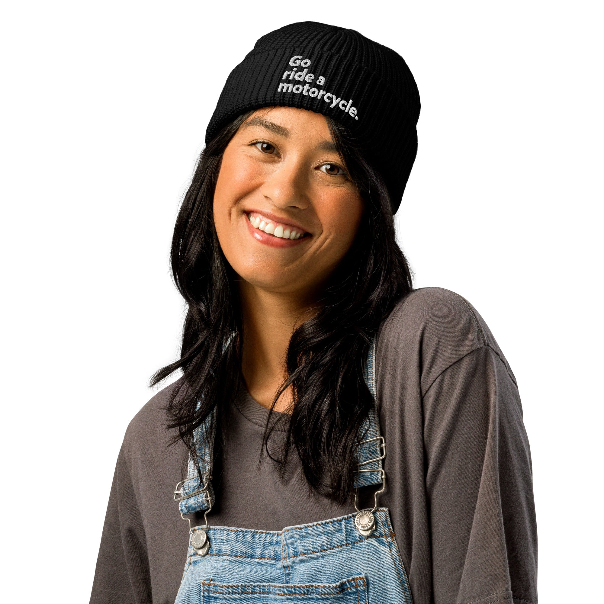 Go ride a motorcycle embroidered fisherman beanie