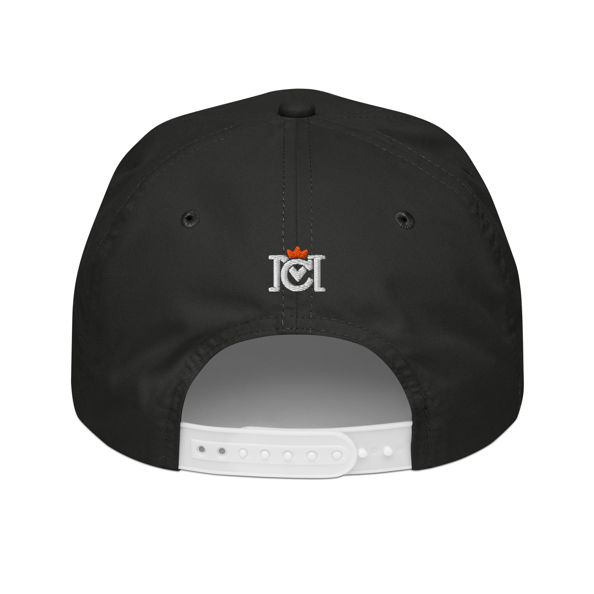 Embroidered crown moto logo on back of a Go ride a motorcycle embroidered golf rope cap, b&w, snapback, adjustable, gifts for riders, gifts for motorcyclists