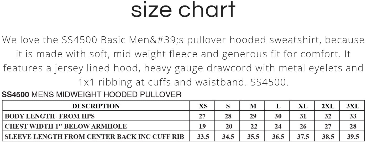 Independent Hoodie Size Chart