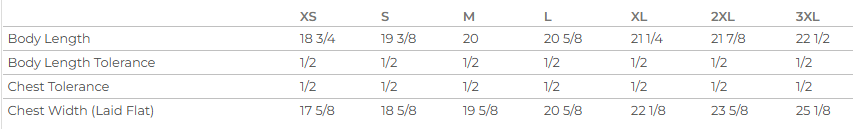 women's next level cropped t-shirt sizing