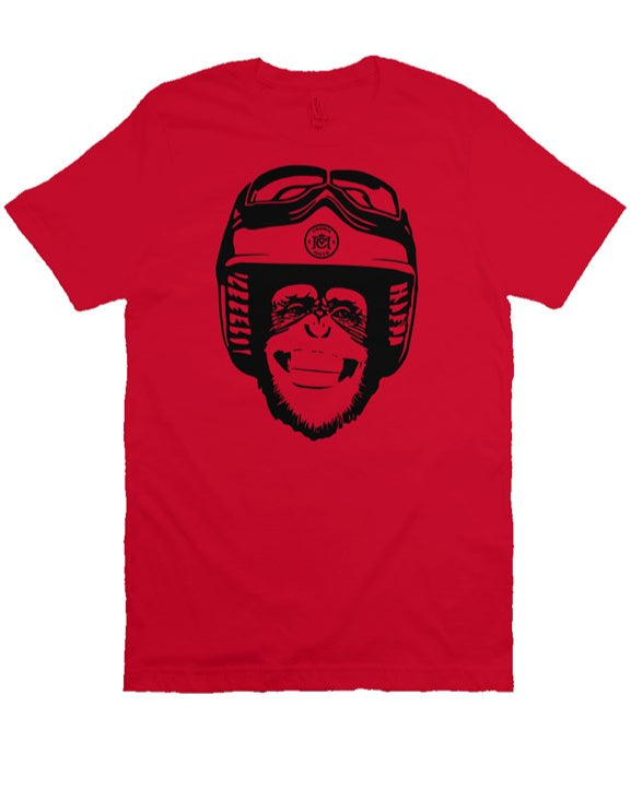 Original Moto Monkey design printed in black ink on chest of premium unisex short sleeve t-shirt