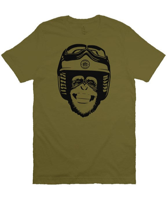 Original Moto Monkey design printed in black ink on chest of premium unisex short sleeve t-shirt