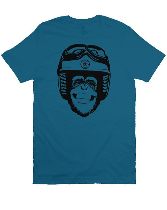 Original Moto Monkey design printed in black ink on chest of premium unisex short sleeve t-shirt