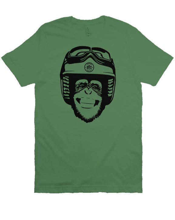 Original Moto Monkey design printed in black ink on chest of premium unisex short sleeve t-shirt