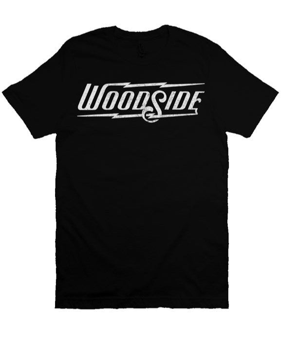 Woodside Brand logo printed with vintage look on chest of premium Bella Canvas short sleeve t-shirt