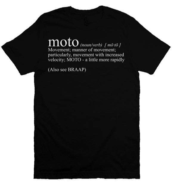 Moto Definition design printed on the chest of premium short sleeve t-shirt