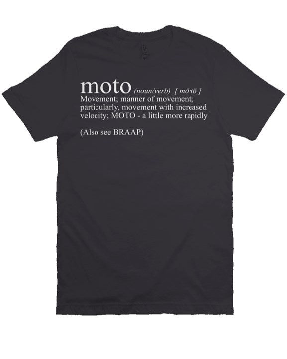 Moto Definition design printed on the chest of premium short sleeve t-shirt