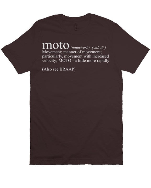 Moto Definition design printed on the chest of premium short sleeve t-shirt