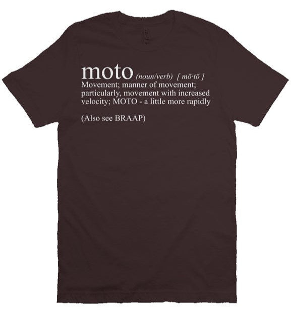 Moto Definition design printed on the chest of premium short sleeve t-shirt