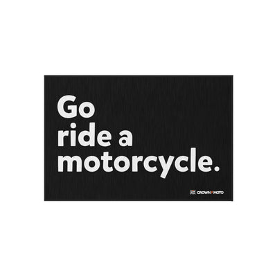 Go ride a motorcycle garage mat, chenille, patio mat, durable, gifts for motorcyclists, gifts for riders