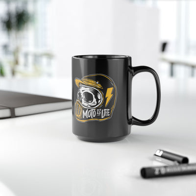 Moto is Life black coffee mug from Crown Moto