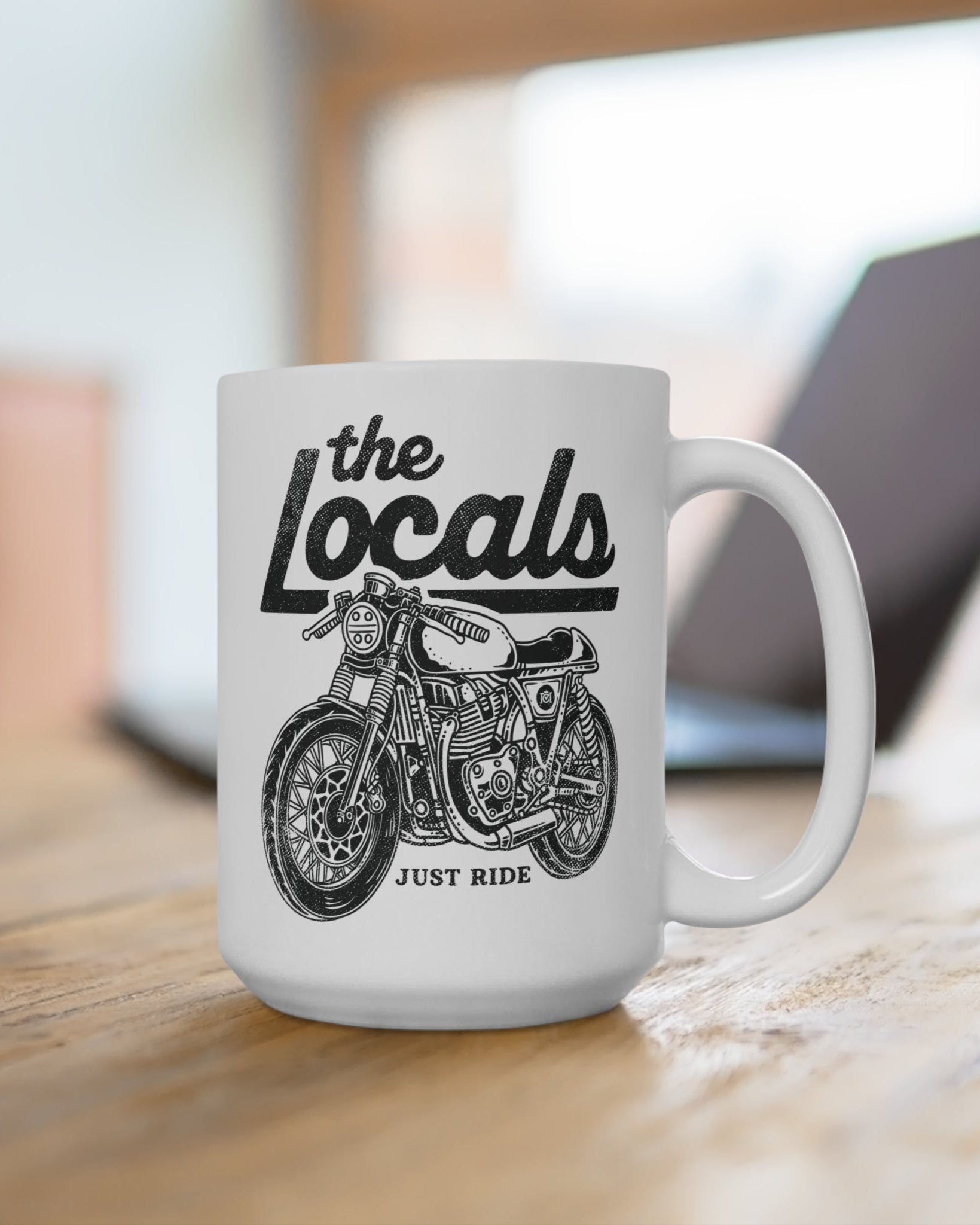 The Locals Just Ride Ceramic 15 ounce Motorcycle Coffee Mug