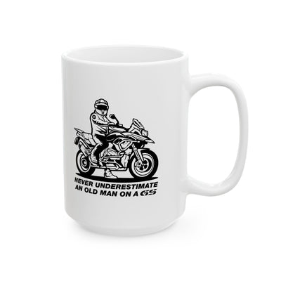 never underestimate an old man on a gs coffee mug