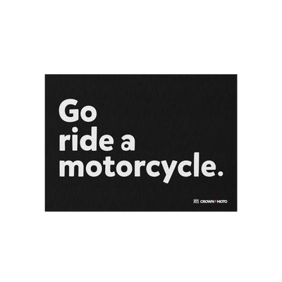 Go ride a motorcycle garage mat, chenille, patio mat, durable, gifts for motorcyclists, gifts for riders