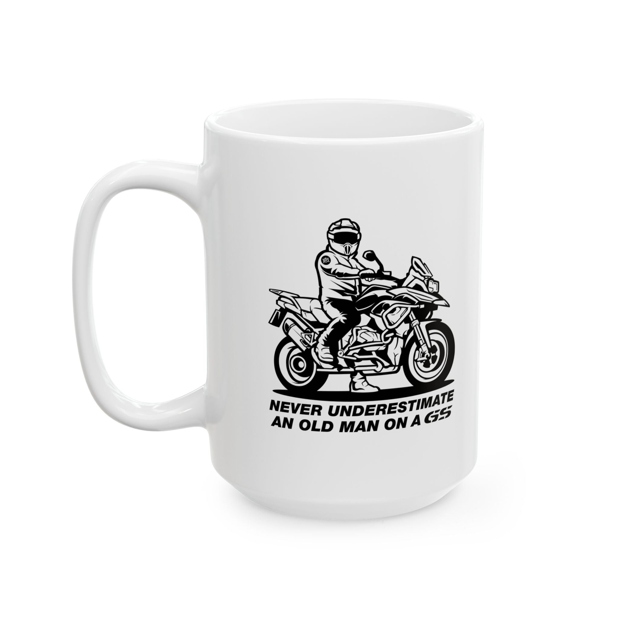 never underestimate an old man on a gs coffee mug
