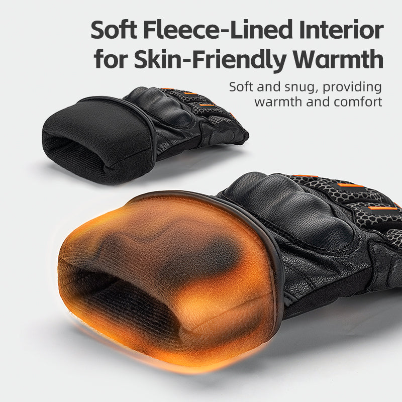 Black glove with soft fleece-lined interior on a light gray background