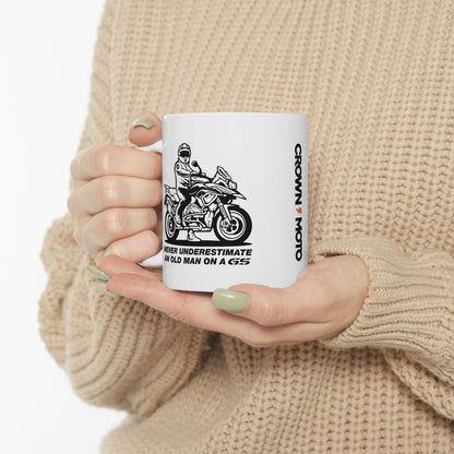never underestimate an old man on a gs coffee mug