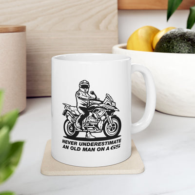 never underestimate an old man on a gs coffee mug