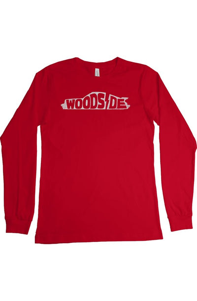 Woodside Porsche design printed on the chest of premium Bella Canvas Long Sleeve T Shirt