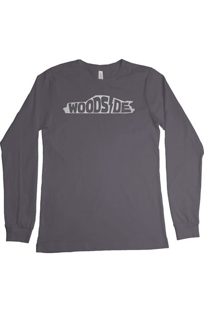 Woodside Porsche design printed on the chest of premium Bella Canvas Long Sleeve T Shirt