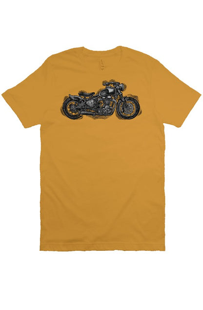 Wobbly Bobber motorcycle design by Henri printed on chest of premium unisex short sleeve shirt