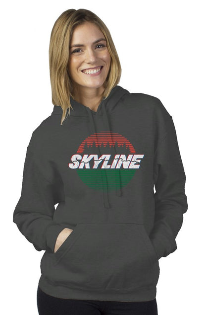 Original Skyline Blvd Hwy 35 design on chest of unisex tultex pullover hooded sweatshirt