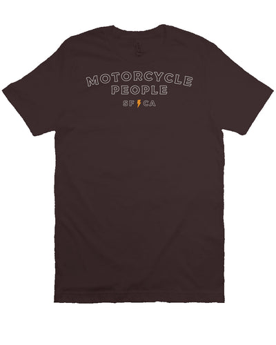 "Motorcycle People" outline design on chest of premium short sleeve t-shirt