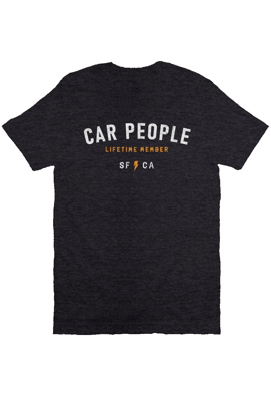 original "CAR PEOPLE" SF design printed across chest of unisex short sleeve t-shirt