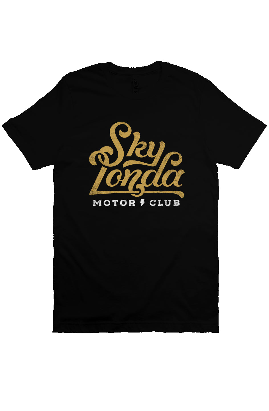 Original "Sky Londa Motor Club" logo on chest of short sleeve t-shirt