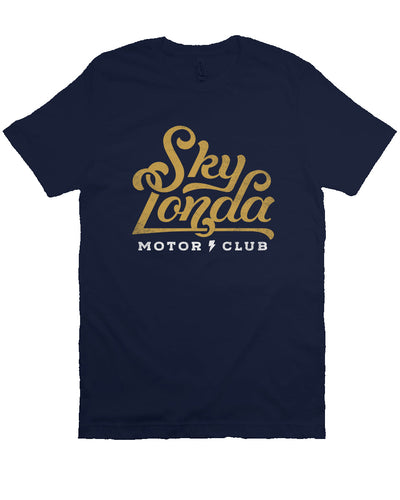 Original "Sky Londa Motor Club" logo on chest of short sleeve t-shirt