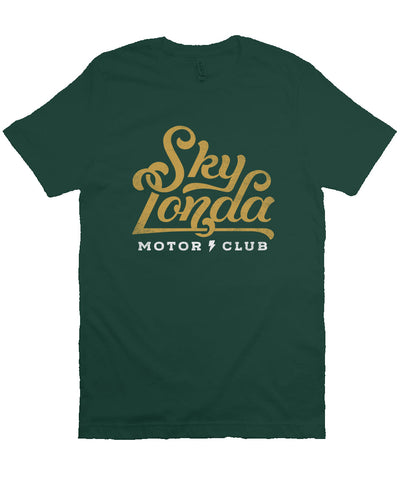 Original "Sky Londa Motor Club" logo on chest of short sleeve t-shirt