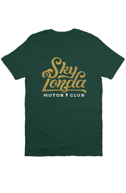 Original "Sky Londa Motor Club" logo on chest of short sleeve t-shirt