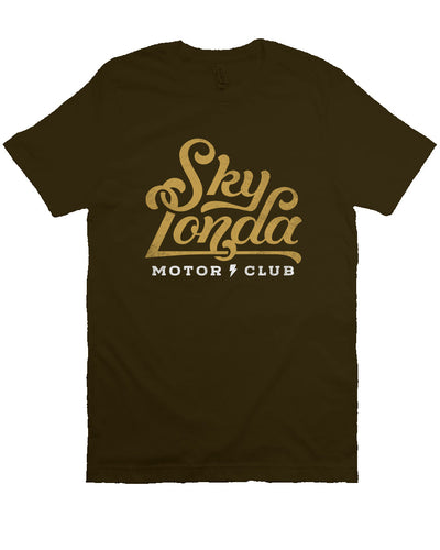 Original "Sky Londa Motor Club" logo on chest of short sleeve t-shirt