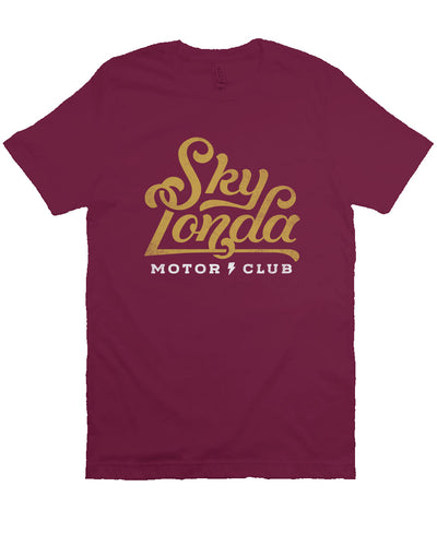 Original "Sky Londa Motor Club" logo on chest of short sleeve t-shirt