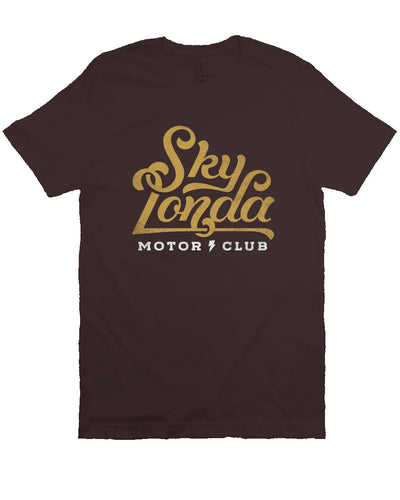 Original "Sky Londa Motor Club" logo on chest of short sleeve t-shirt