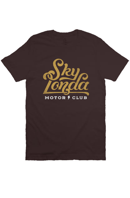 Original "Sky Londa Motor Club" logo on chest of short sleeve t-shirt