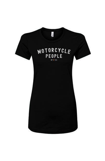 "motorcycle people" design on chest of Women's Slim Fit T-shirt