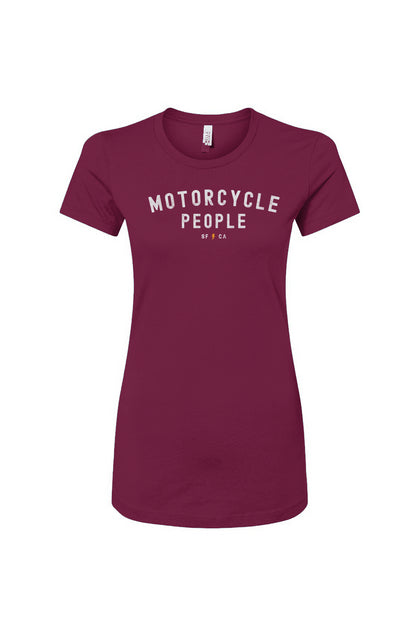 "motorcycle people" design on chest of Women's Slim Fit T-shirt