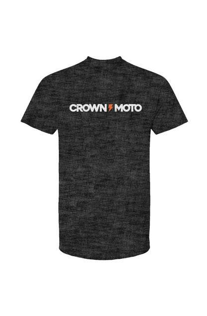 crown moto logo text printed on chest of unisex short sleeve t-shirt