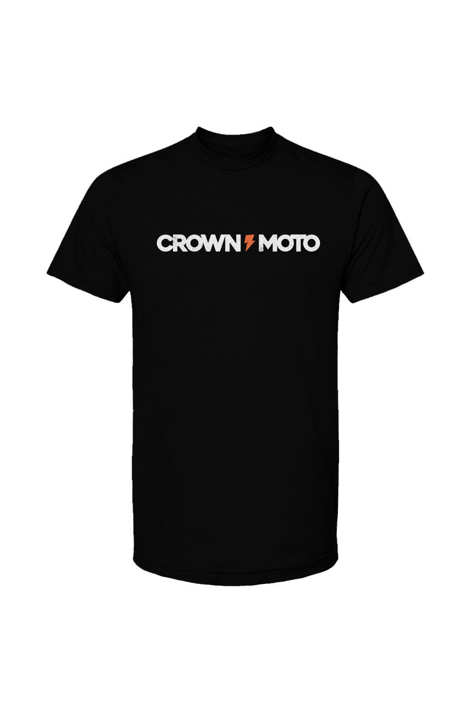 crown moto logo text printed on chest of unisex short sleeve t-shirt