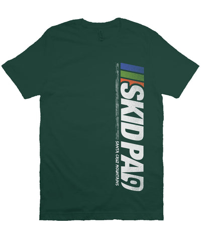 CA Highway 9 "Skid Pad" "Santa Cruz Mountains" design vertical on front of crew neck short sleeve t-shirt