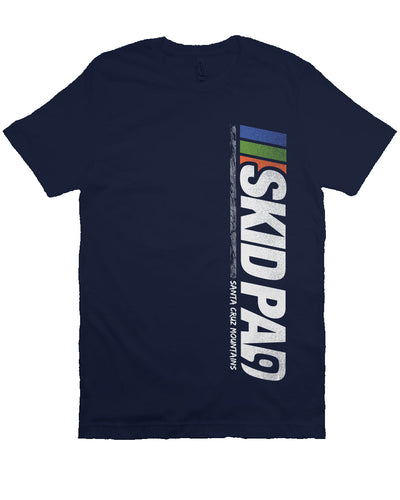 CA Highway 9 "Skid Pad" "Santa Cruz Mountains" design vertical on front of crew neck short sleeve t-shirt