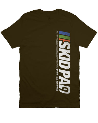 CA Highway 9 "Skid Pad" "Santa Cruz Mountains" design vertical on front of crew neck short sleeve t-shirt