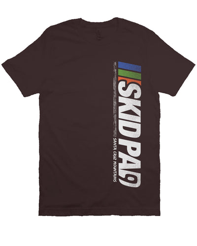 CA Highway 9 "Skid Pad" "Santa Cruz Mountains" design vertical on front of crew neck short sleeve t-shirt
