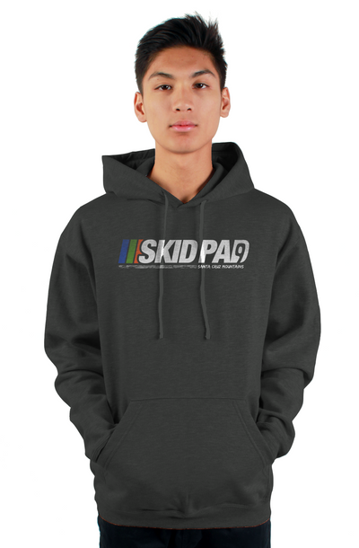 Highway 9 Skid Pad Santa Cruz Mountains design on front of Tultex pullover hoodie by crown moto