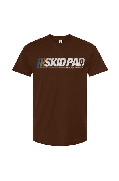 Highway 9 Skid Pad Santa Cruz Mountains design on front of Tultex Unisex T-Shirt by crown moto