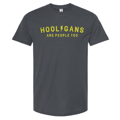 Hooligans are people too t-shirt, design on chest of short sleeve Tultex Unisex T-Shirt, wheelies, stoppies, burnouts, street racing