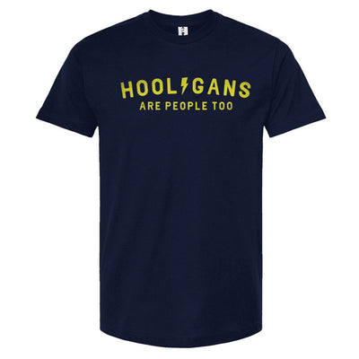Hooligans are people too t-shirt, design on chest of short sleeve Tultex Unisex T-Shirt, wheelies, stoppies, burnouts, street racing