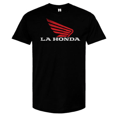 La Honda parody honda motorcycle design on chest of short sleeve Unisex T-Shirt