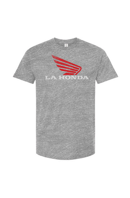 La Honda parody honda motorcycle design on chest of short sleeve Unisex T-Shirt